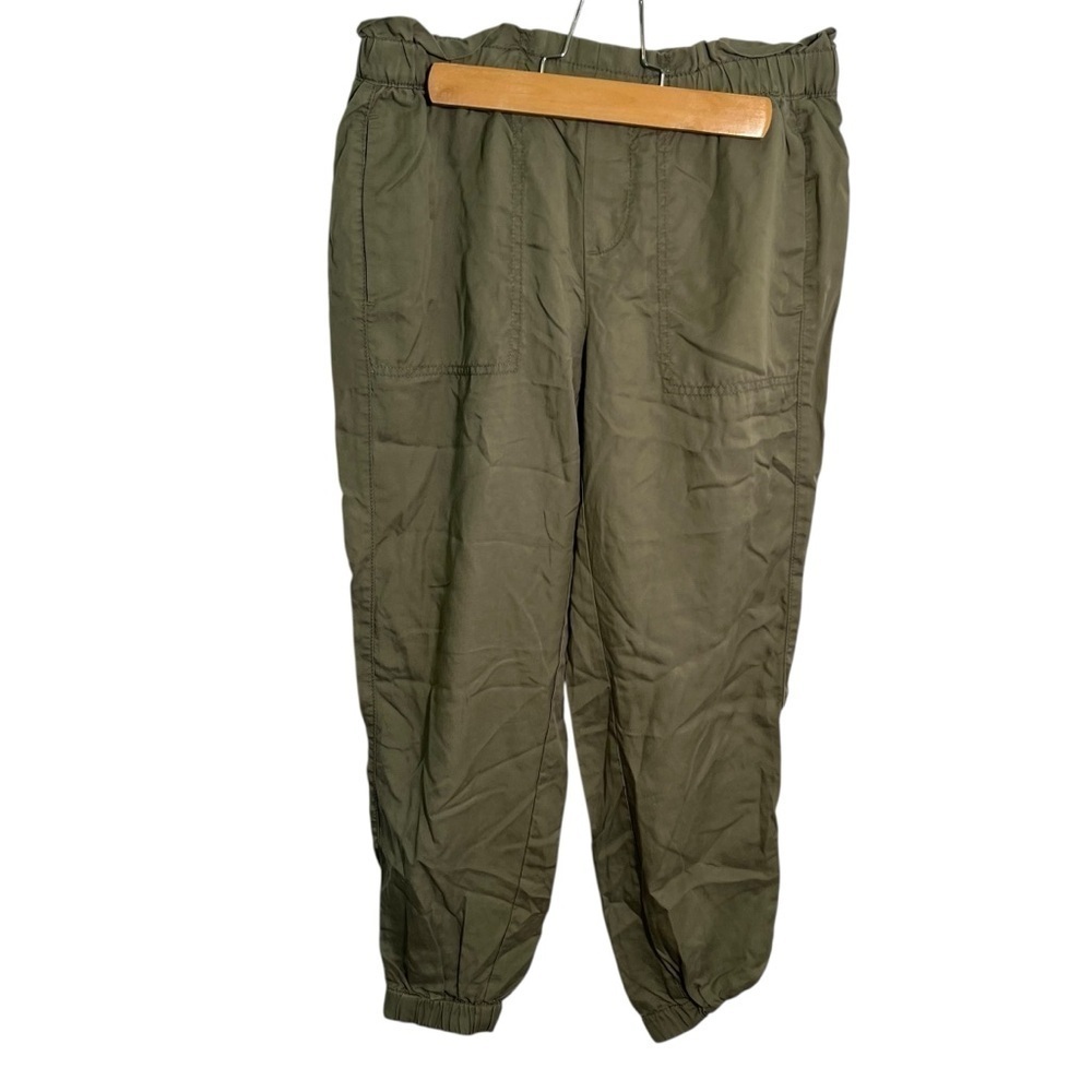 Loft Women's Size XS Petite Pull On Jogger Pant Green Paper Bag Waist Lyocell